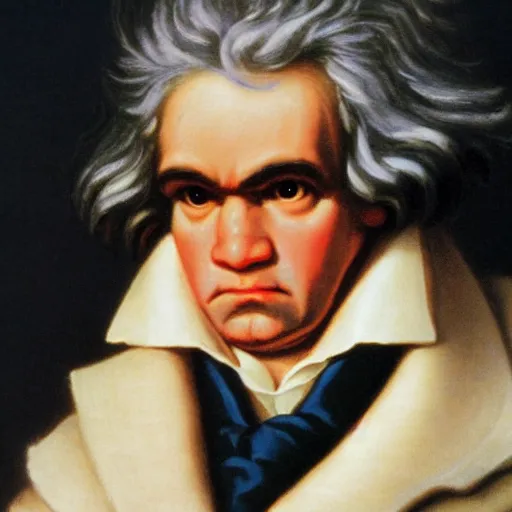 Prompt: a school book photo of beethoven staring.