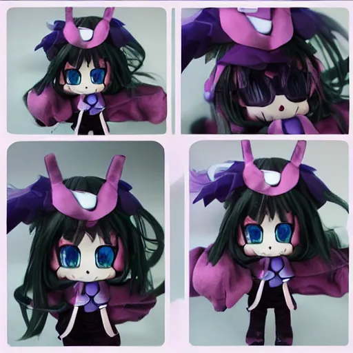 Image similar to cute fumo plush of the dark shadowy group which pulls the strings from the shadows, secret leader girl