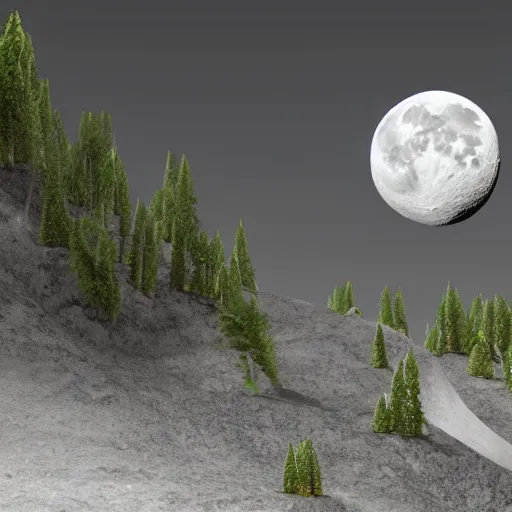 Image similar to Moon terraformed and inhabited by humans, future, realistic