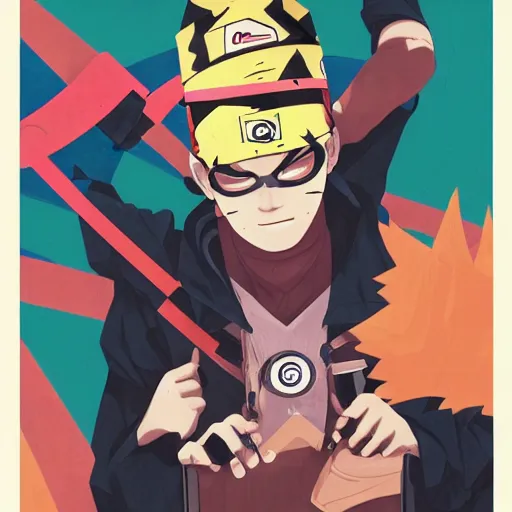 Prompt: Supreme x Jet Grind Radio x Naruto Picture by Sachin Teng, asymmetrical, Organic Painting , Matte Painting, geometric shapes, hard edges, graffiti, street art,:2 by Sachin Teng:4