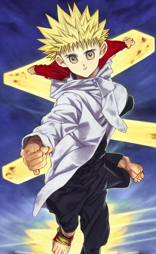 Image similar to Killua from HxH doing God speed electricity, 8k, digital art, drawn by j.c. leyendecker, amazing quality