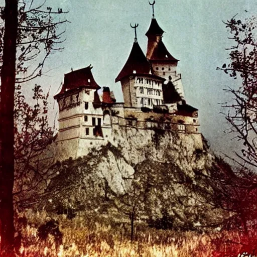 Image similar to the real dracula's castle abandoned, romania photo taken in 1 9 2 0 s