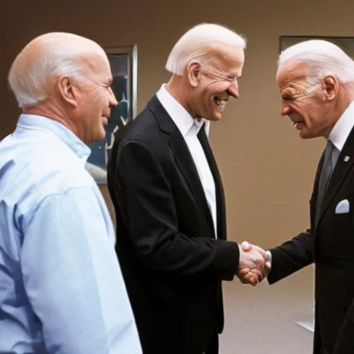 Image similar to Walter White shaking hands with Joe Biden