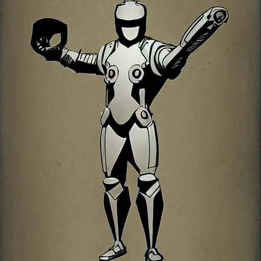 Image similar to concept art, stylized silhouette, super exaggerated proportions, concept design, male, science fiction suit, helmet, by mike mignola