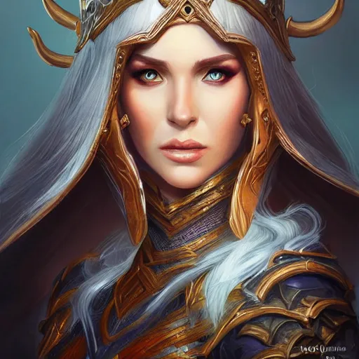 Image similar to elven queen character portrait by magali villeneuve, fantasy, dungeons & dragons, beautiful, artstation contest winner, detailed