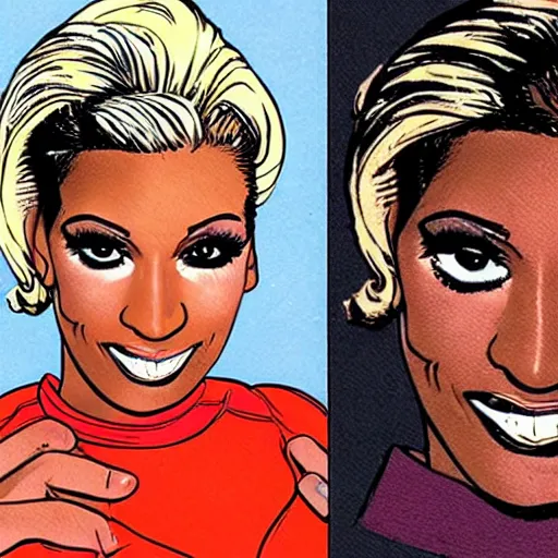 Prompt: a 1 9 8 0 s comic book painting of nene leakes