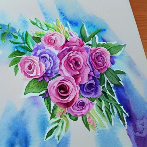 Prompt: unicorn florist watercolor