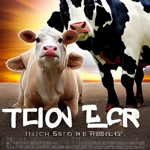 Image similar to epic move poster cow sitting on couch with tom holland