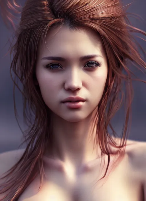 Image similar to photo of a gorgeous female with messy hair in the style of stefan kostic, realistic, body shot, sharp focus, 8 k high definition, insanely detailed, intricate, elegant, art by stanley lau and artgerm, cherry blossoms