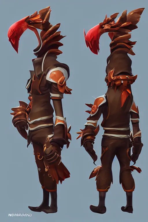 Prompt: Trendy Anthropomorphic bird, MOBA character concept art, 8k, unreal engine