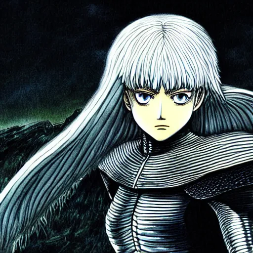 Prompt: griffith from berserk by kentaro miura, anime, manga, highly detailed