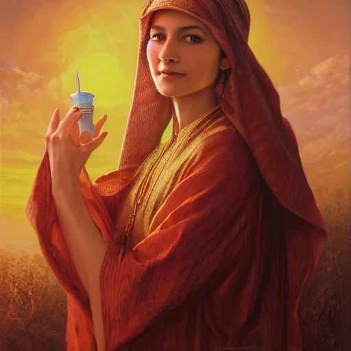 Image similar to portrait of an omani woman ( 3 5 ) from oman in 2 0 2 1, an oil painting by ross tran and thomas kincade