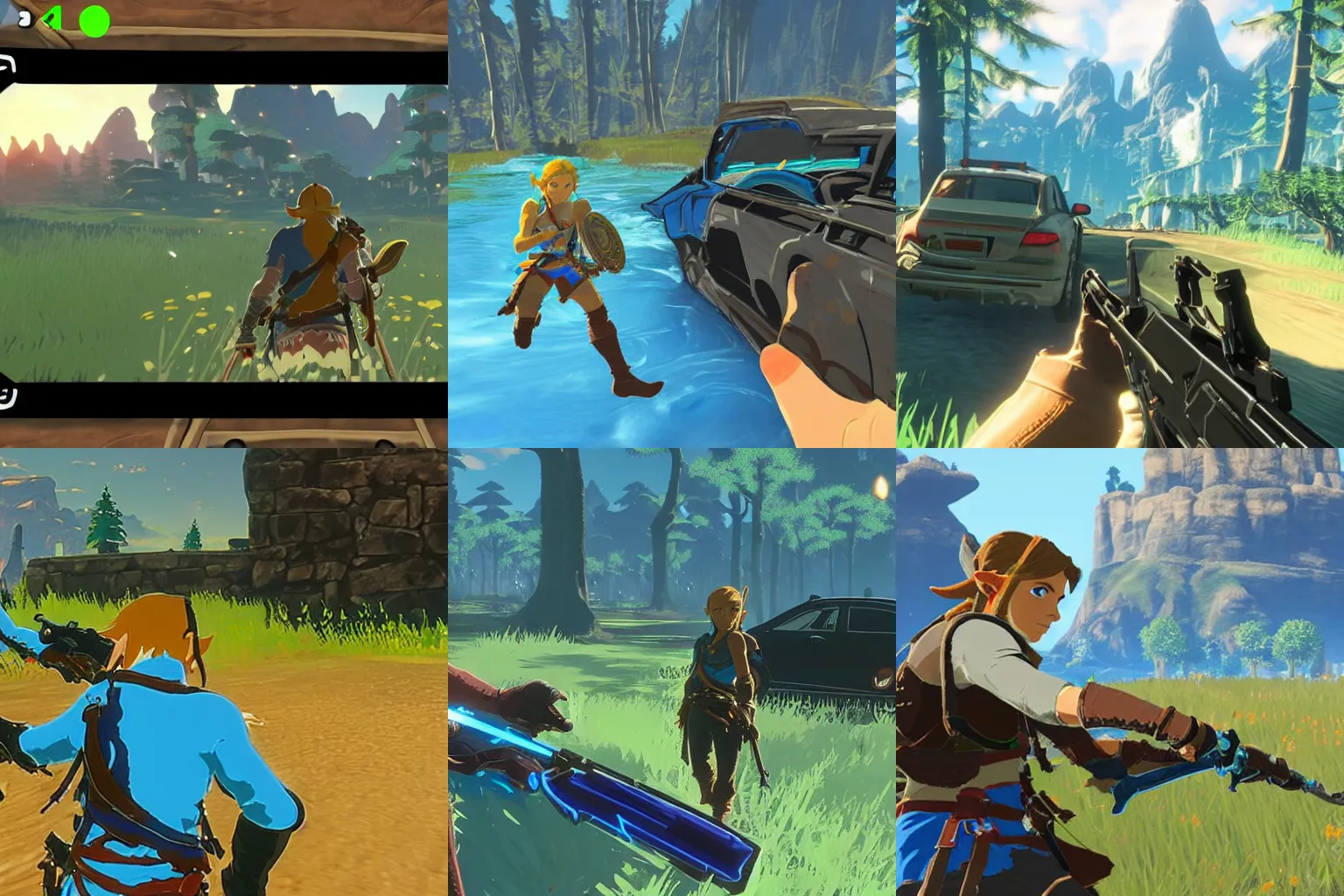 Prompt: Screenshot of carjacking in Breath of the Wild