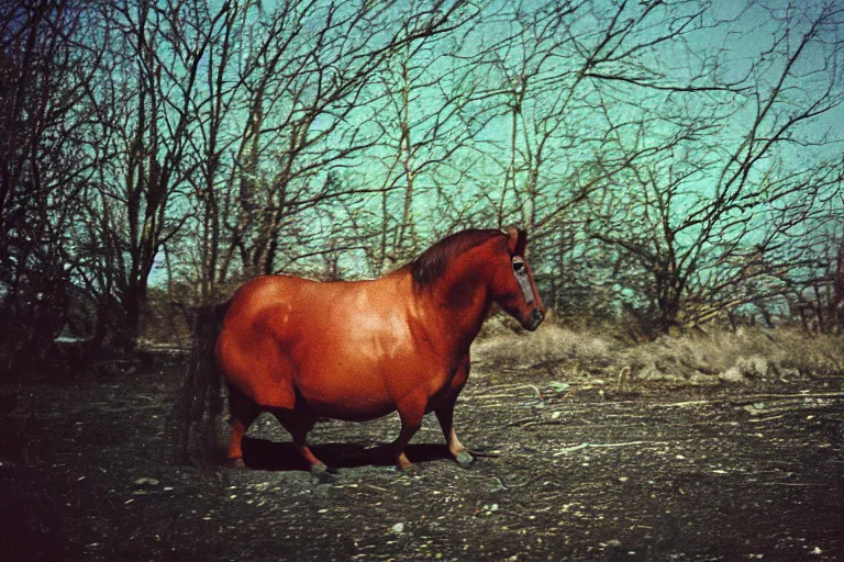 Prompt: a photo of an angry potato stallion in its natural habitat, kodak ektachrome e 1 0 0 photography