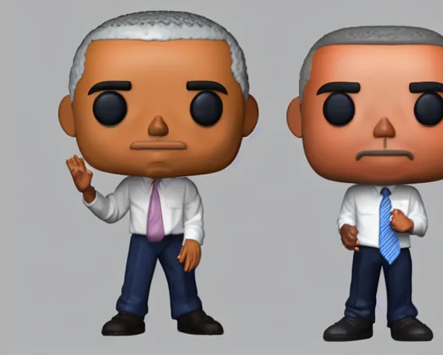 Prompt: 3d render for barack obama as a funko pop, studio lighting, white background, blender, trending on artstation, 8k, highly detailed