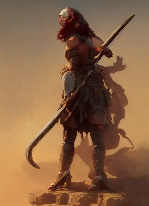 Image similar to hyper realistic photo of medieval chubby beautiful warrior girl, full body, rule of thirds, conceptart, saturated colors, cinematic, greg rutkowski, brom, james gurney, mignola, craig mullins, artstation, cgsociety