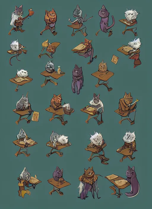 Image similar to powerful wizard cat playing dungeons and dragons, character design white background, by simon kennedy, studio muti