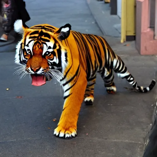 Prompt: a very cute bengal tiger in san francisco. fantasy, neverwinter trending on artstation. pixar level quality.