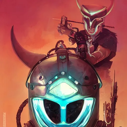 Image similar to cyberpunk viking helmet mask warrior goddess robot ninja fantasy, art gta 5 cover, official fanart behance hd artstation by jesper ejsing, by rhads, makoto shinkai and lois van baarle, ilya kuvshinov, ossdraws