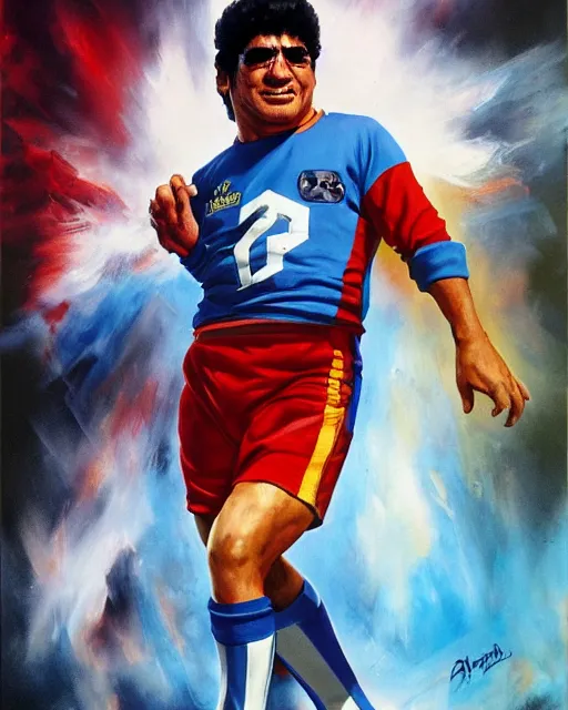Image similar to diego armando maradona by peter andrew jones, by julie bell, by mark brooks, hd, hyper detailed, 4 k