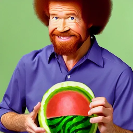 Prompt: bob ross as a watermelon