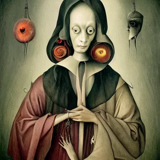 Image similar to semi - realistic weird and scary beautiful metaphysical portrait gothic style in style of hieronymus bosch anne stoke sharp focus 8 k