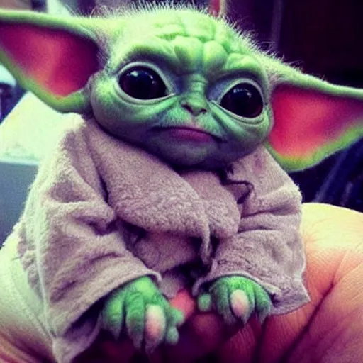 Image similar to a baby yoda-kitten hybrid, so cute