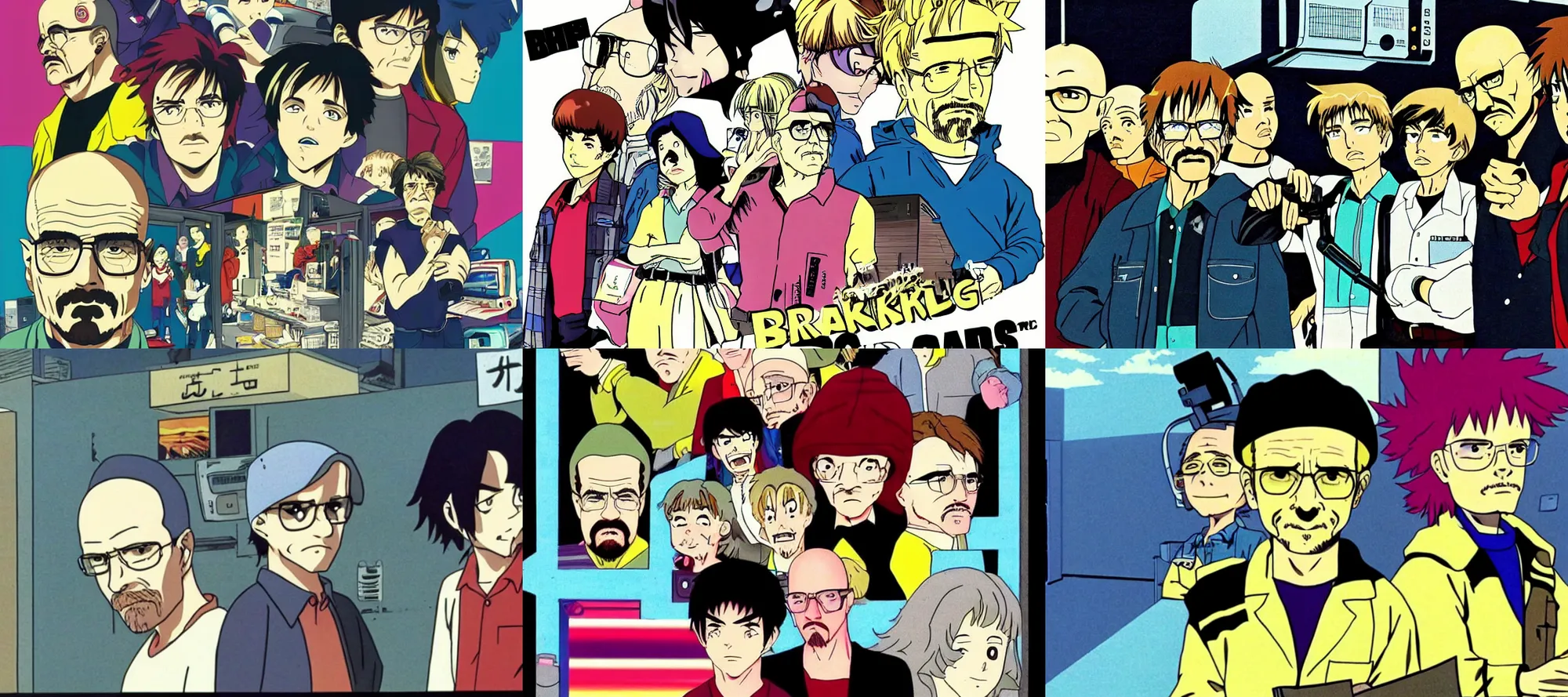 Prompt: Breaking Bad as an Anime from 1986, TV quality, 1986