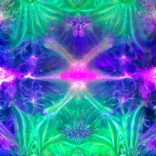 Prompt: a psychedelic landscape made out of fractal patterns, colorful, nebula, 4 k
