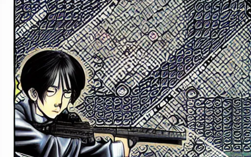 Image similar to Counter Strike, manga, by Junji Ito