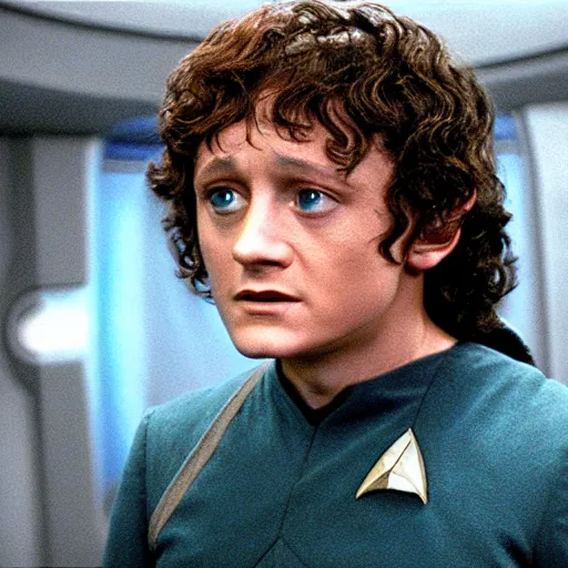 Prompt: Frodo in Star Trek, eyes