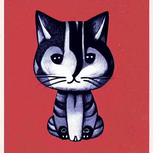 Image similar to Tim Mcdonagh illustration of a cute cat