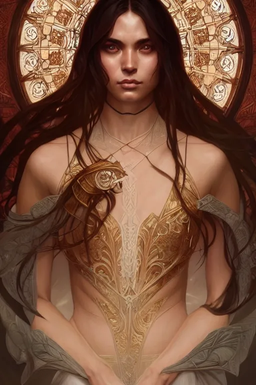 Image similar to symmetry!! intense fanart of adriana as acotar protagonist, intricate, elegant, highly detailed, my rendition, digital painting, artstation, concept art, smooth, sharp focus, illustration, art by artgerm and greg rutkowski and alphonse mucha