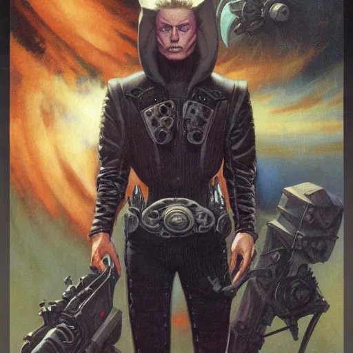 Image similar to Portrait of a sci-fi outlaw, by Gerald Brom
