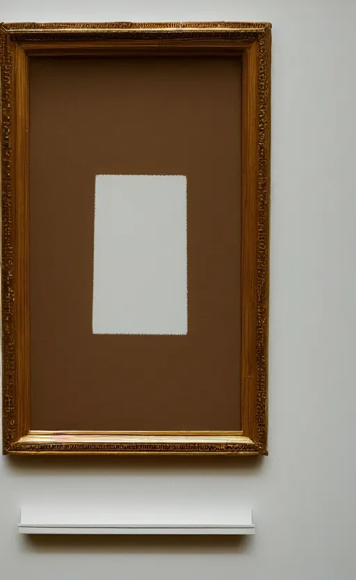 Prompt: a filmstill of a readymade object in a museum, empty white room, in the style of Marcel Duchamp