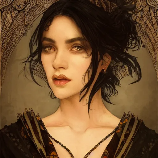 Prompt: - i a character portrait of a magician who controls ghosts and spirits, spooky, horror, gothic, d & d, fantasy, intricate, elegant, highly detailed, digital painting, artstation, concept art, smooth, sharp focus, illustration, art by artgerm and greg rutkowski and alphonse mucha