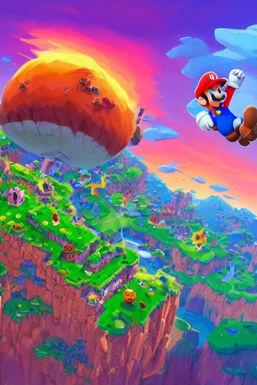 Image similar to epic landscape of super mario world stylized as fornite style game design fanart by concept artist gervasio canda, behance hd by jesper ejsing, by rhads, makoto shinkai and lois van baarle, ilya kuvshinov, rossdraws global illumination radiating a glowing aura global illumination ray tracing hdr render in unreal engine 5