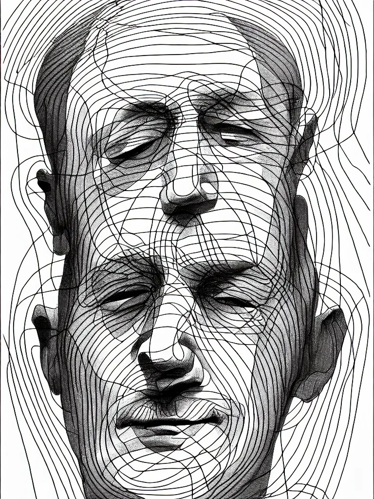 Prompt: wire lineart lines drawing of hermann hesse, bold lines, quick sketch, curves, smooth, spirals, curls, twists, musicality