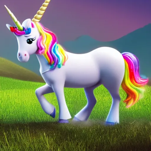 Prompt: unicorn made by Pixar, high resolution, 8k