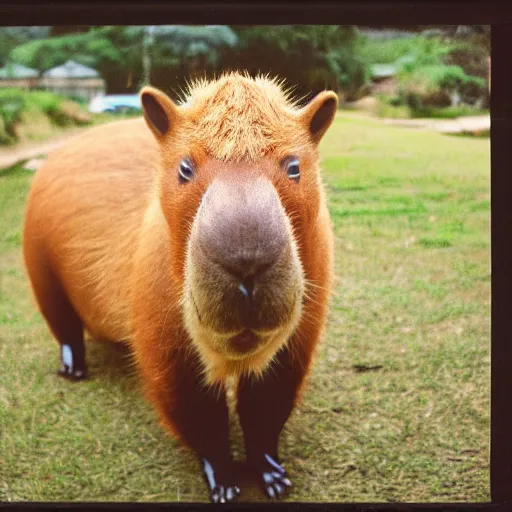 Image similar to Fancy capybara getting ready for a dinner at the festival, polaroid