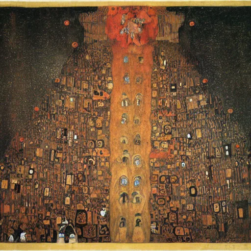 Image similar to dantes inferno, by blake, gustav klimt, bosch