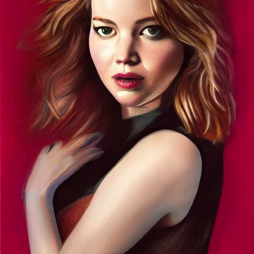 Image similar to portrait of jennifer lawrence or emma stone by greg ruthkowski