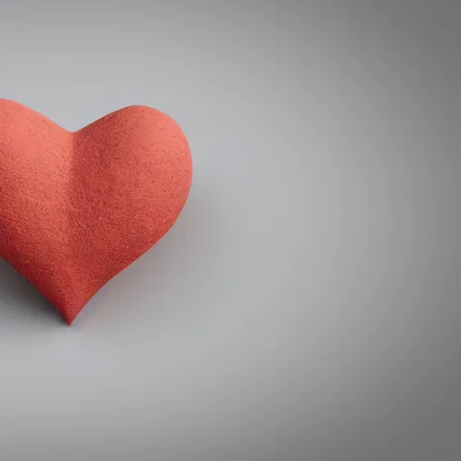 Image similar to 3d render of a uneven red clay heart shape in the middle of a gray sheet of paper