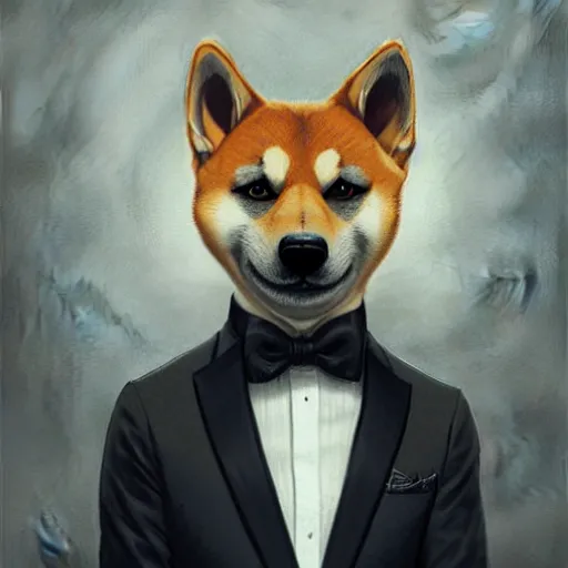 Image similar to a shiba inu man mutant playing a piano,wearing a tuxedo suit,digital art,ultra realistic,ultra detailed,art by greg rutkowski,hyperdetailed,detailed face,professional lighting,dramatic,3 point lighting