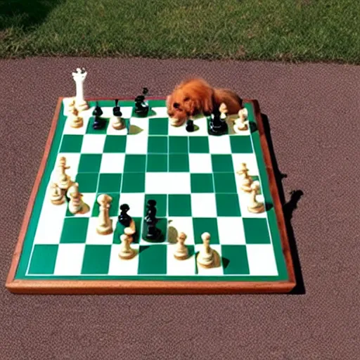 Image similar to dogs playing chess