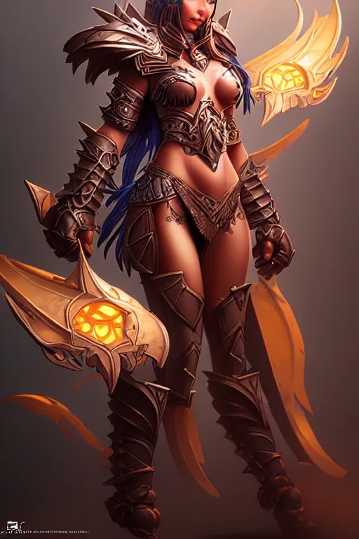 Image similar to sakimi chan, fantasy armor, detailed face, dynamic lighting, tony sart