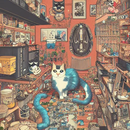 Image similar to crazy cat apartments, extremely detailed, sharp focus, wide view, full body shot, smooth, digital illustration, by james jean, by rossdraws, frank franzzeta, mcbess, sakimichan