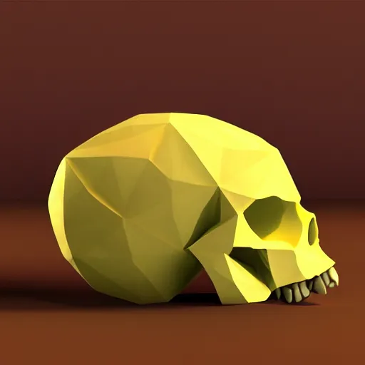 Prompt: lemon in the shape of a skull, low poly