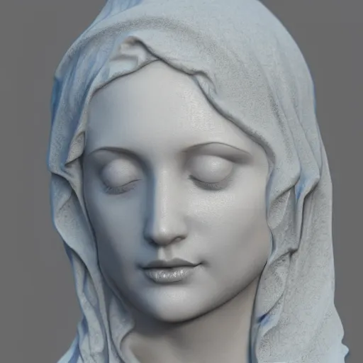 Image similar to a marble sculpture of the veiled virgin, subsurface scattering, !face, !female, covered in water veil , physically based rendering, photo realistic, top light , dark background