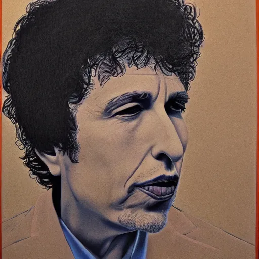 Prompt: portrait of bob dylan by alex gray
